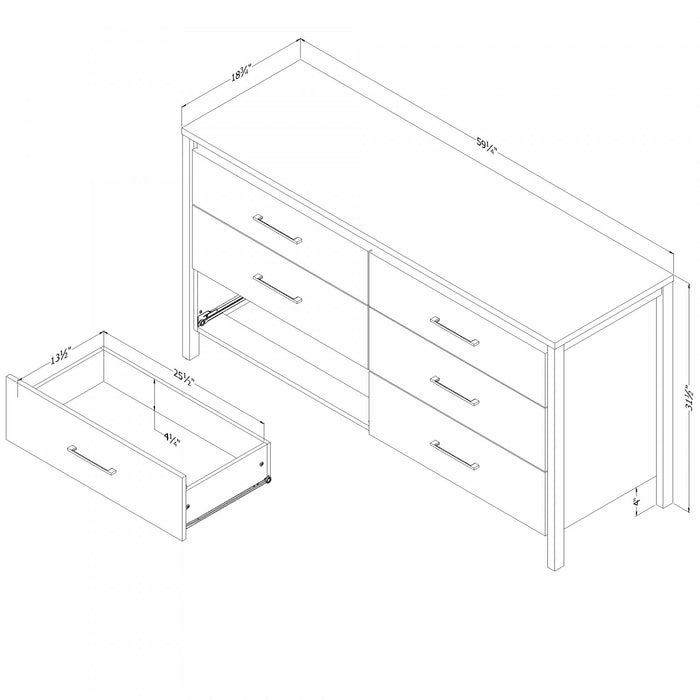 Gravity 6-Drawer Dresser - Natural Ash