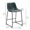 HOMCOM Bar Stools Set of 2, Counter Height Barstools with Back