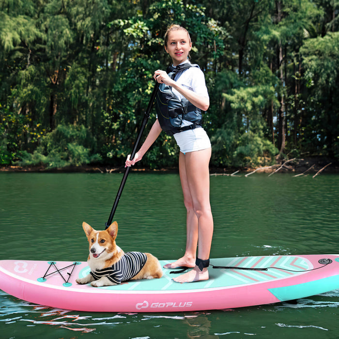Goplus Small Inflatable Sup Board, Portable Paddle Board With 5d Rings Stand Up Paddle Board For Youth & Adult Light Pink