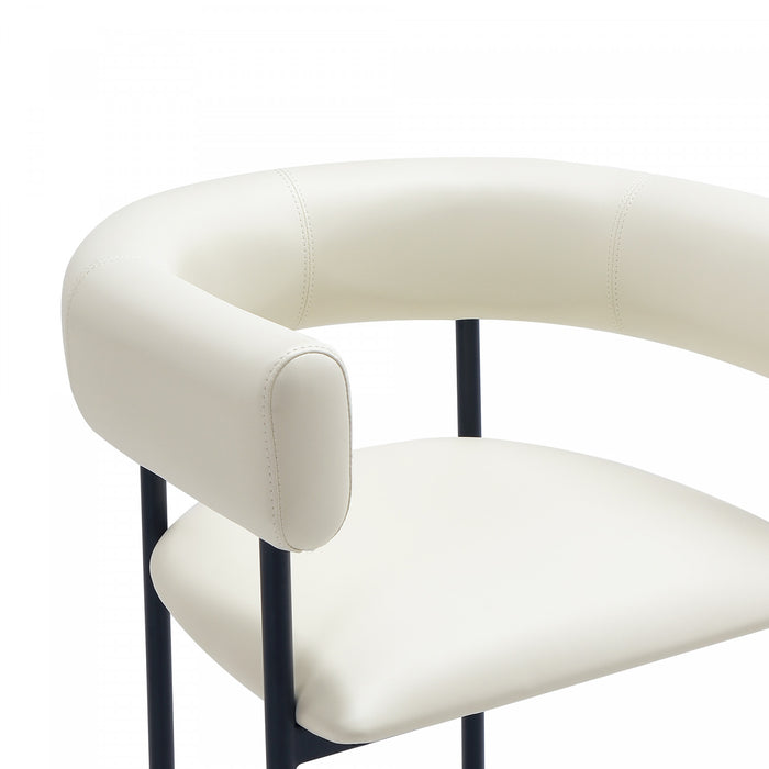 Onda Contemporary Vegan Leather Metal Upholstered Barstool in Ivory