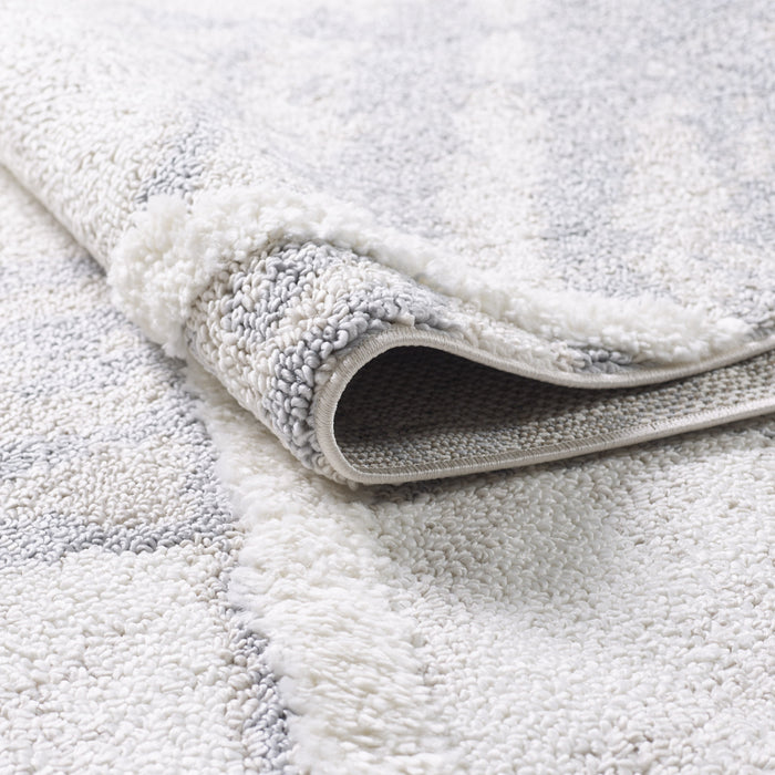 Lola Lattice Lines Cream Shag Area Rug - 6'7\" x 9'6\"