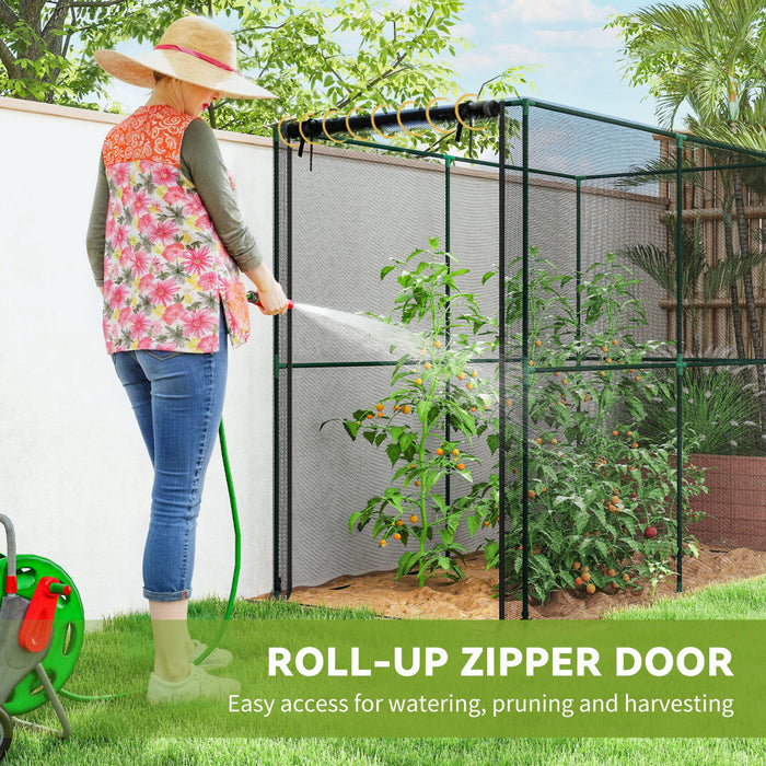 Outsunny Crop Cage, Large Plant Protection Tent with Zippered Door, Black