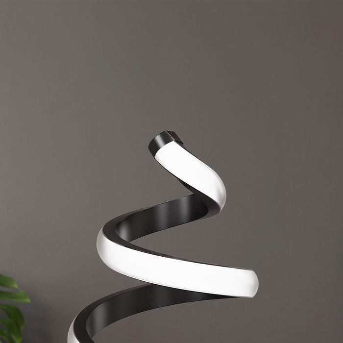 16\" Matte Black Spiral LED Table Lamp