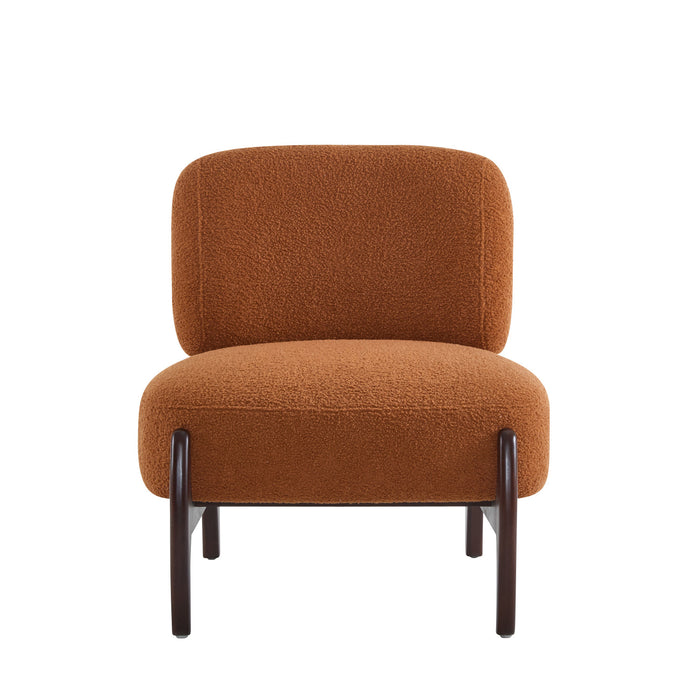 Coco Modern Boucle Lounge Chair with Solid Wood Frame, Orange