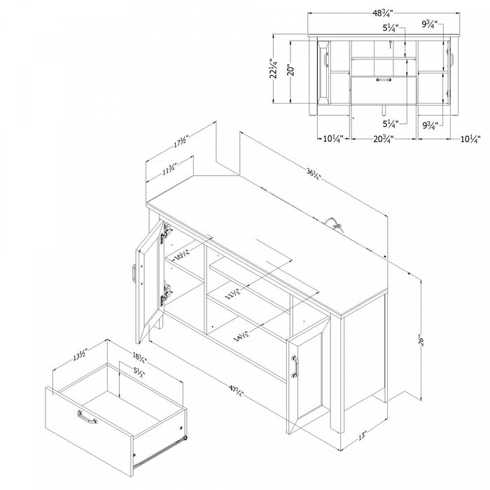 Lionel Corner Tv Stand, For Tvs Up To 48 Inches - Weathered Oak 