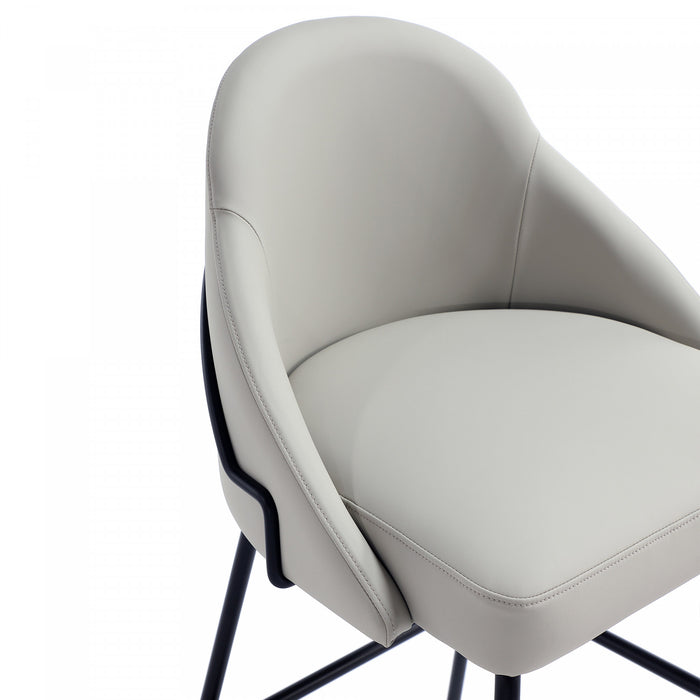 Gracie Modern Metal Upholstered Barstool in Stone Gray and Black - Set of 2