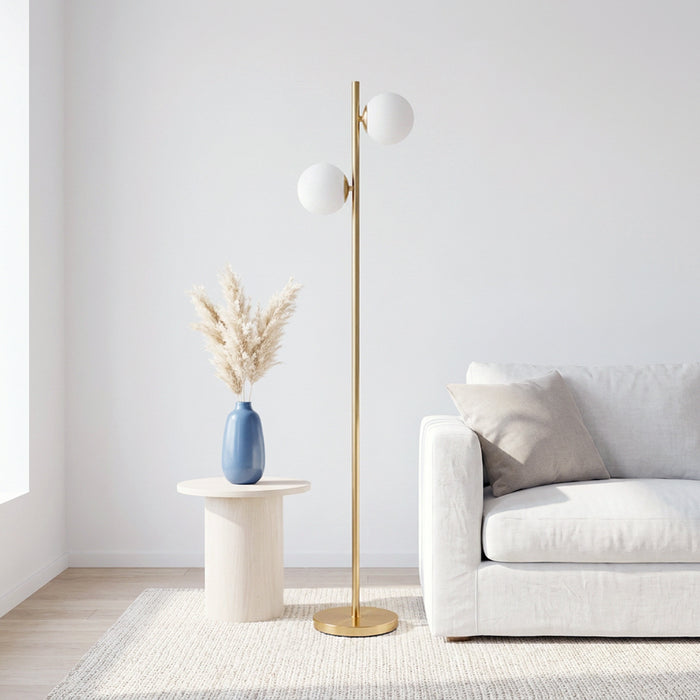 Liam Modern 2 Light Floor Lamp, Gold, 66\"H