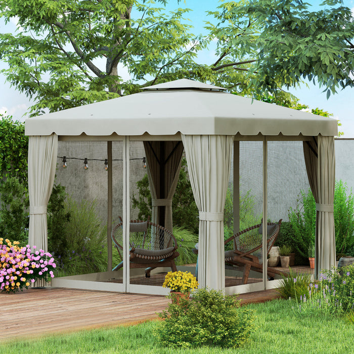 Outsunny 10' X 10' Outdoor Patio Gazebo W/ Sidewalls, Cream White
