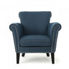 Mason Fabric Chair With Wood Legs And Nailhead Trim - Navy Blue