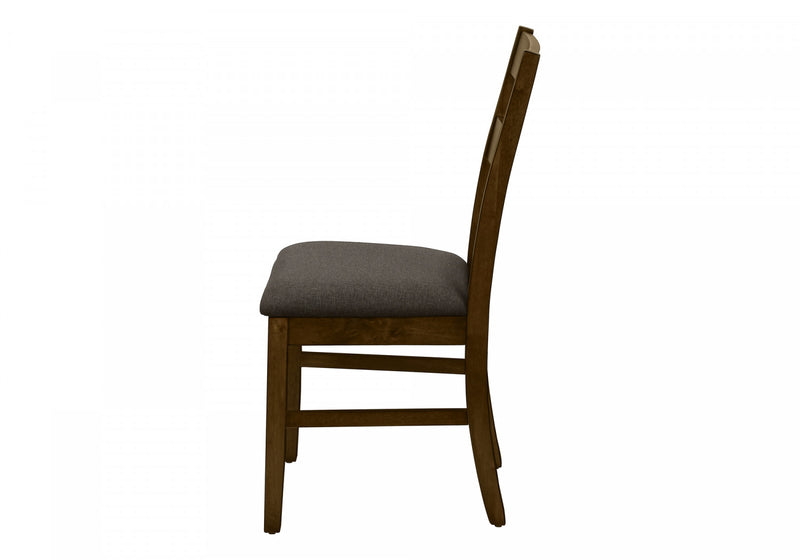 Dining Chair Set of 2 Dining Room Kitchen Brown Solid Wood Brown Fabric Transitional