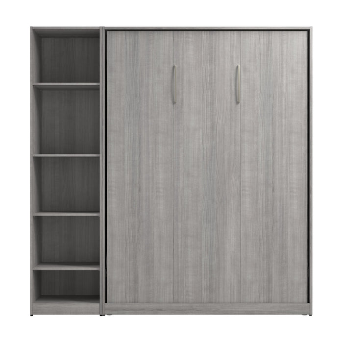 Bestar Claremont 5-Shelf Full Murphy Bed - Platinum Grey