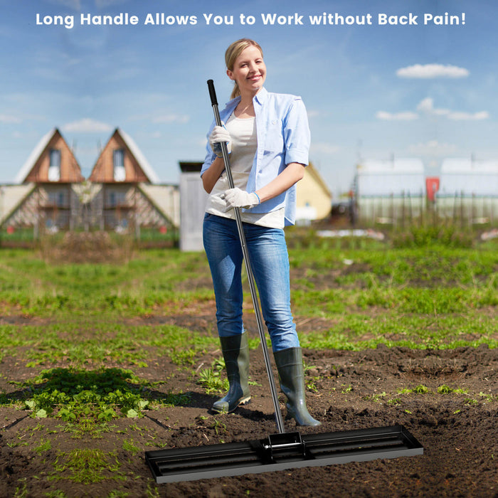 Costway Lawn Leveling Rake 42\" X 10\" Heavy Duty Level Lawn Tool For Garden Backyard/lawn Black