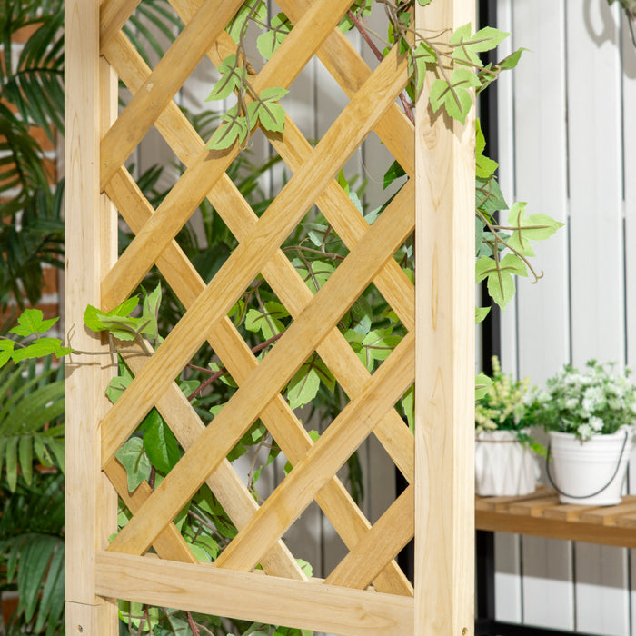 Outsunny Garden Arch With Bench, Wooden Garden Arbor For Vines, Natural