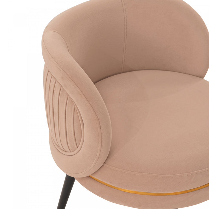 Kaya Modern Wood Velvet Dining Chair in Nude - Set of 2