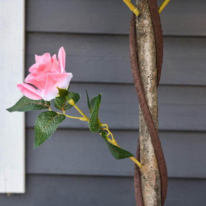 Outsunny Decorative Artificial Rose Tree with Realistic Flowers, Pink
