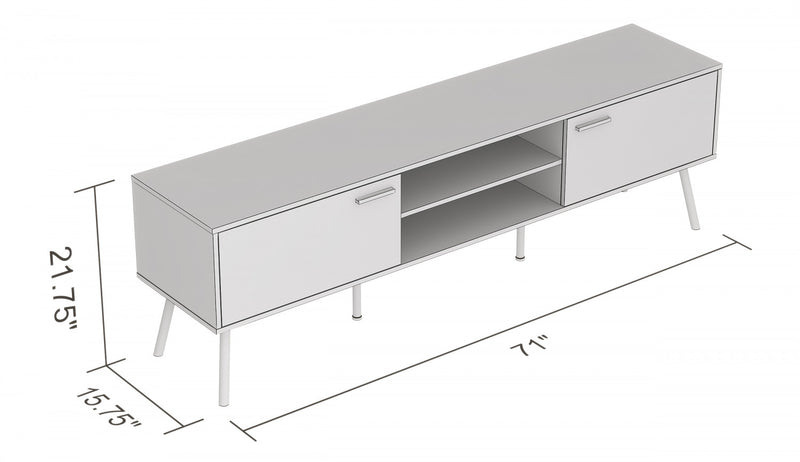 71” Durable Wood TV Stand With 2 Closed Doors 2 Shelves - Brown Reclaimed Wood