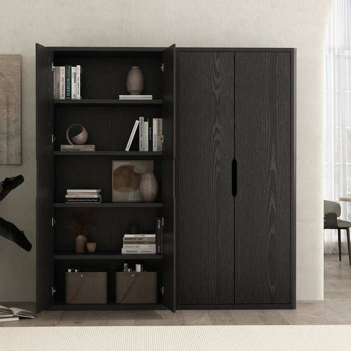 Rivington Modern 38\" Bookcase Cabinet in Black - Set of 2