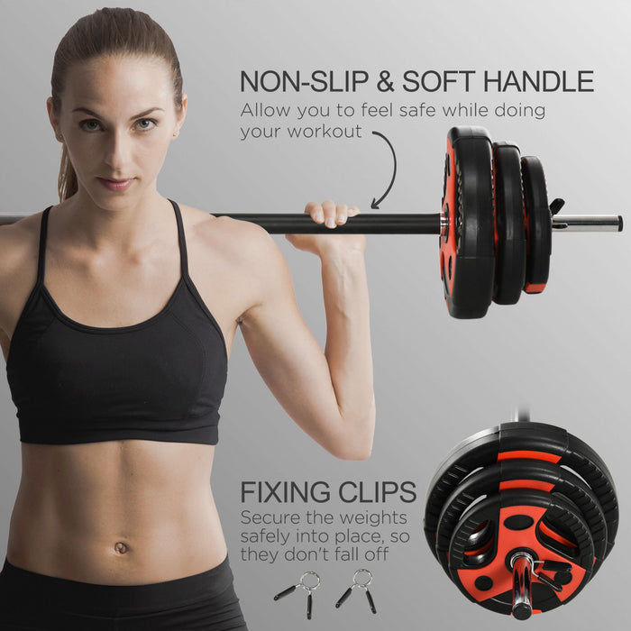 Soozier 44lbs Adjustable Barbell Weight Set for Home Gym Exercise