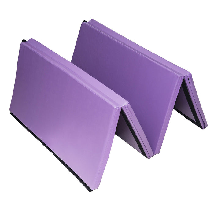 Soozier 4ftx8ftx2inch Pu Cuir Gymnastique Tumbling Gym Mat Arts Pliant Yoga Exercice Pad 4 Panneau (violet)