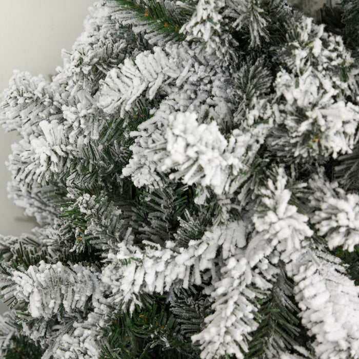 Homcom 6ft Snow Flocked Artificial Christmas Tree With 928 Branches And 250 Led Warm White Lights