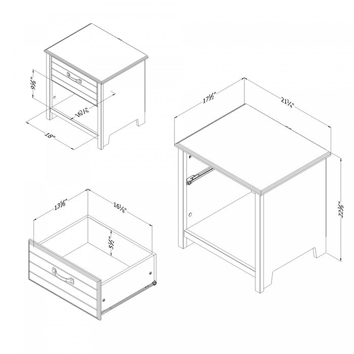 Ulysses 1-Drawer Nightstand - Winter Oak