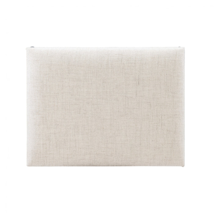 Ashburn Campaign Linen-Look Fabric Ottoman - Black