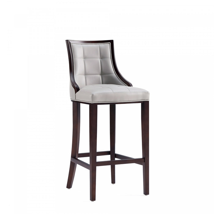 Fifth Avenue Traditional Wood Upholstered Barstool in Light Gray - Set of 2
