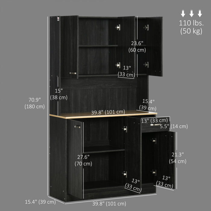 HOMCOM Modern Buffet with Hutch, Kitchen Cabinet with Storage Cupboard