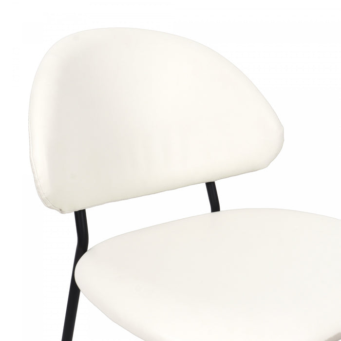 Haven Contemporary Modern Vegan Leather Metal Side Chair in Ivory - Set of 4