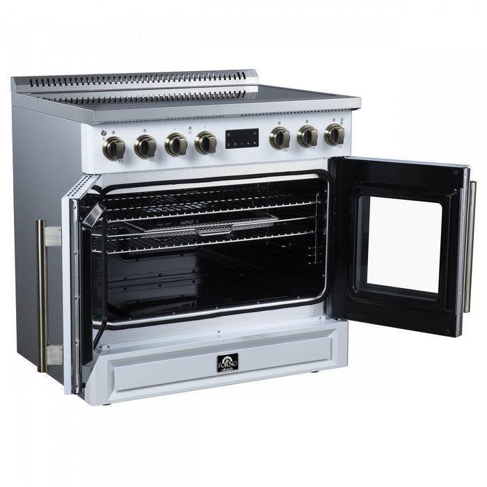 Forno Torino French Door 36 Inch White Induction Range, 5.36 cu.ft. - FFSIN0950-36WHT Electric Range
