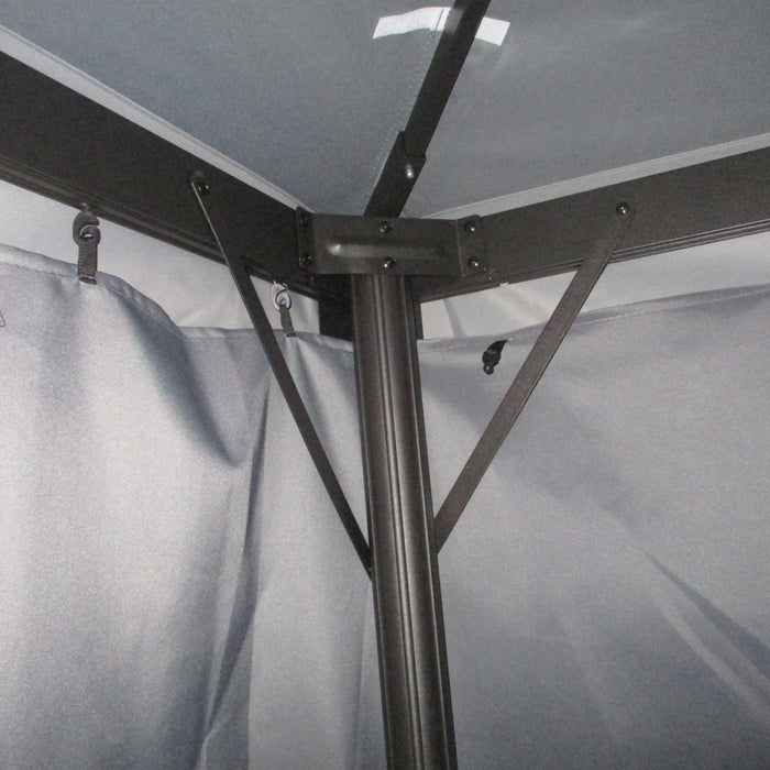 Outsunny 13' X 10' Patio Gazebo, Double roof Outdoor Gazebo Canopy Shelter With Netting & Curtains, Strong Aluminum Frame, Dark Grey