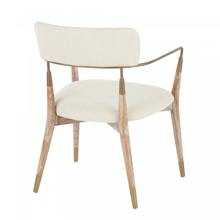 LumiSource Savannah Cream Fabric Contemporary Dining Chair - Set of 2