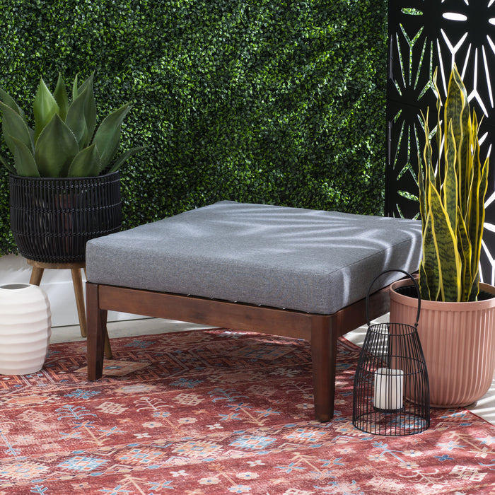 Summerlyn Fabric Indoor/Outdoor Patio Ottoman - Walnut