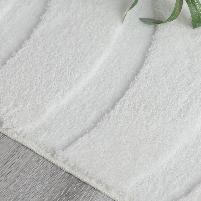 Pearl White Waves Washable Shag Area Rug 5'x7' Indoor Area Rug