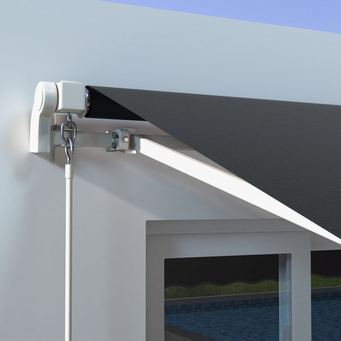 Outsunny 10' X 6.5' Retractable Awning With Led Lights, Uv40+, Dark Grey