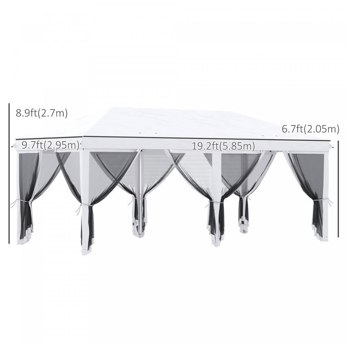 Outsunny 10' X 20' Pop Up Canopy Tent, Instant Canopies With 6 Removable Mesh Sidewalls, Carry Bag - Cream White
