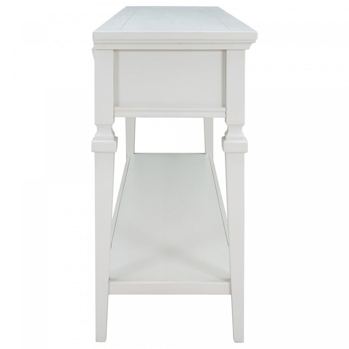 Sabina Solid Wood Console Table With 3 Drawers And Shelf - Antique White