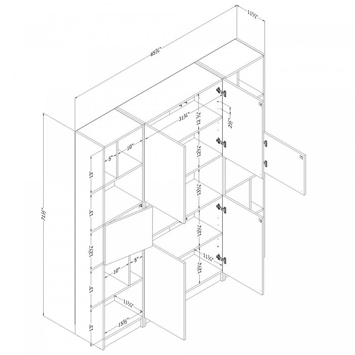 Liora Set Of Bookcase And 2 Narrow 5-shelf Bookcases - Pure White 