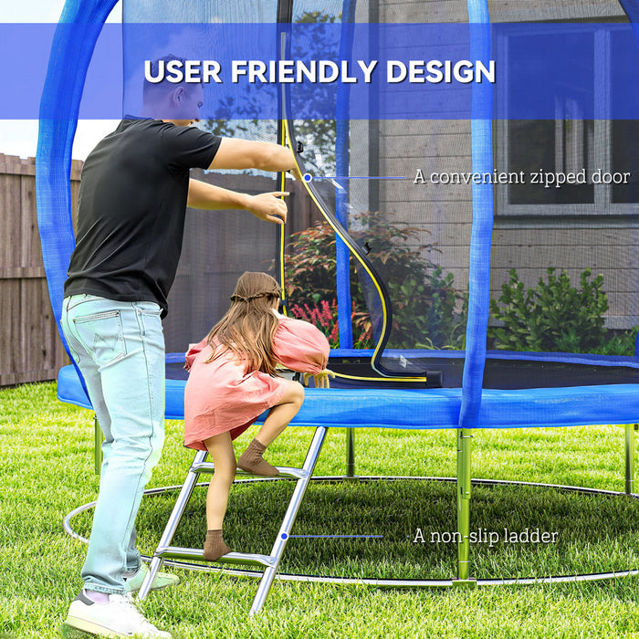 Soozier 8ft Trampoline Outdoor with Enclosure Net, ASTM Certified Recreational Trampoline Rebounder with Galvanized Circular Base, Ladder and Safety Spring Cover