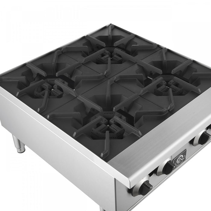 FORNO Commerciale 24 Inch Gas Hotplate with 4 Burners, 104,000 BTU, Stainless Steel - FCMHP0079-24