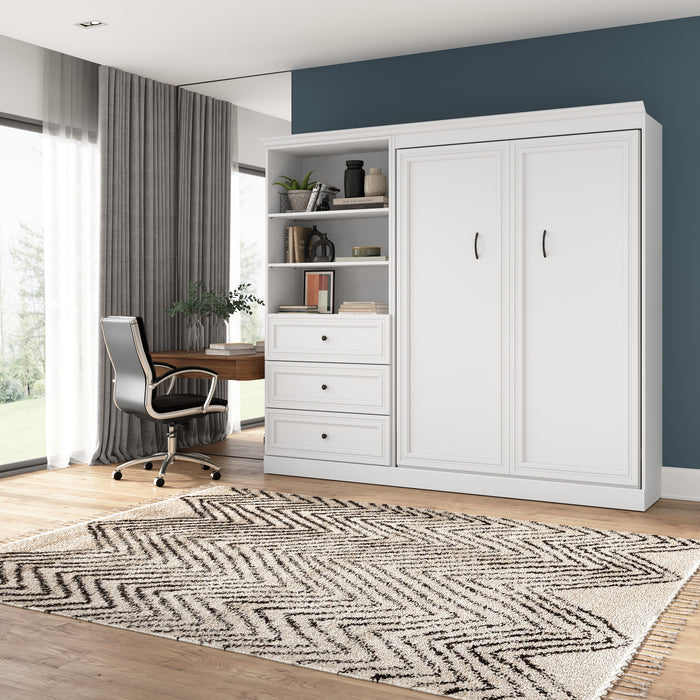 Bestar Versatile Full Murphy Bed Closet Organizer with Drawers (95 W) - White