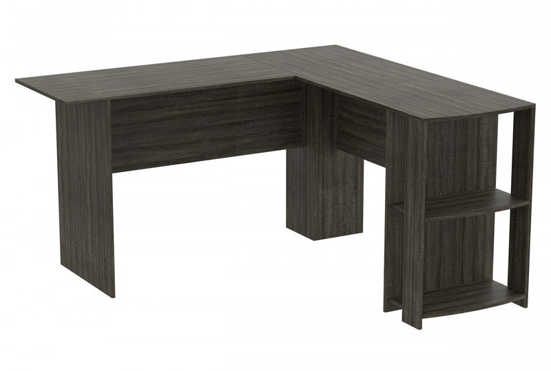 55” Computer Desk With Storage And 2 Shelves - Dark Grey