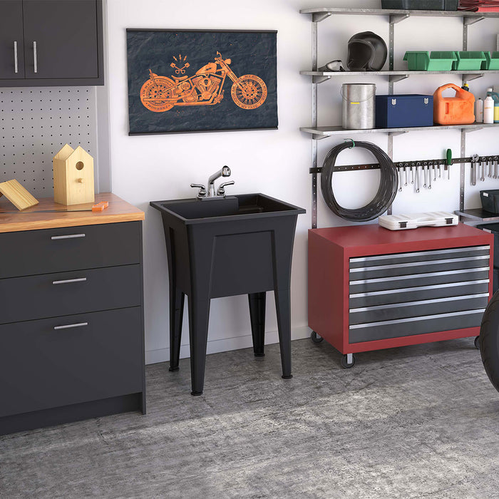 Palary Laundry Tub Accent Cabinet - Black
