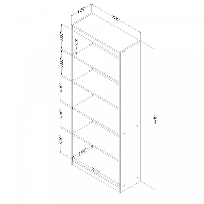 Axess 5-Shelf Bookcase - Grey Oak
