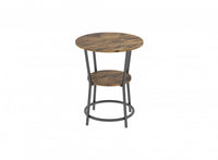 End Table With 1 Shelf - Brown Reclaimed Wood Top With Black Metal 