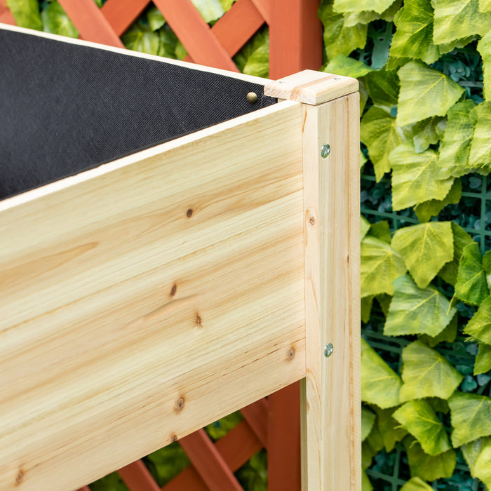 Outsunny 46'' X 24'' Raised Garden Bed, Wooden Elevated Planter Box With Non-woven Liner For Vegetable, Flower, Herb In Patio, Backyard, Balcony