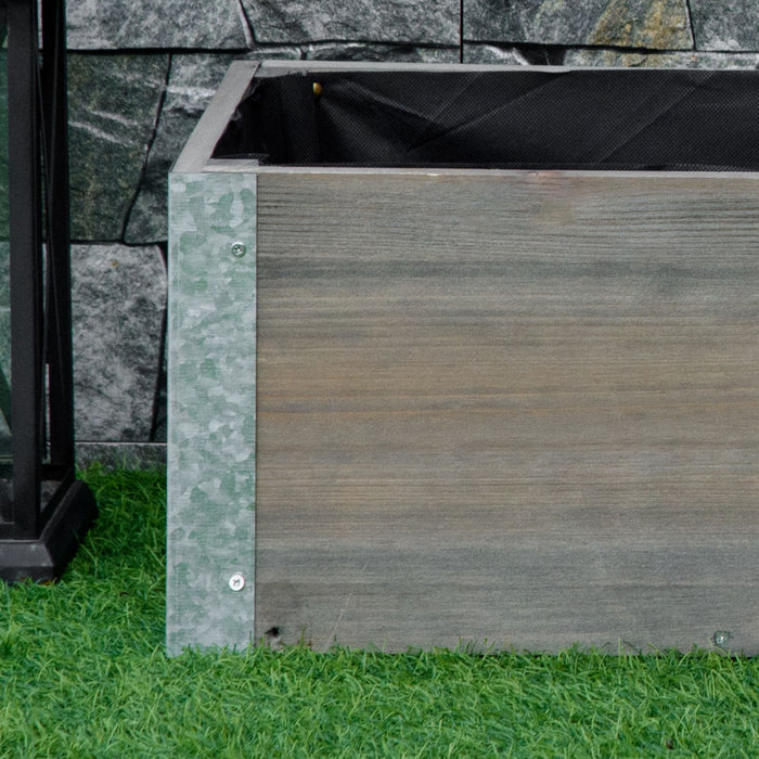 Outsunny 38\" X 12\" Raised Garden Bed Elevated Wooden Planter Box Outdoor For Backyard, Patio To Grow Vegetables, Herbs, And Flowers, Light Grey