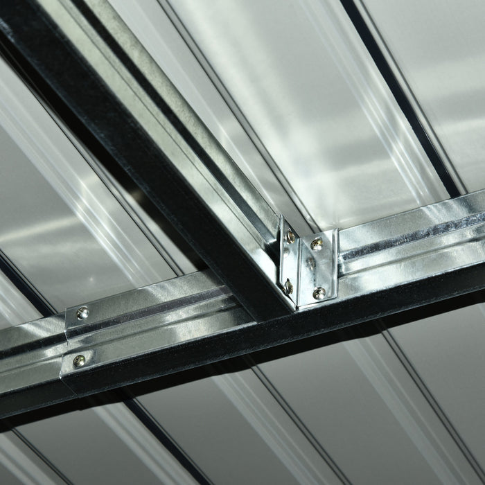 Outsunny 9' X 4' Metal Storage Shed, Garden Tool House With Floor Foundation, Double Sliding Doors, Air Vents For Backyard, Patio, Lawn, Dark Grey