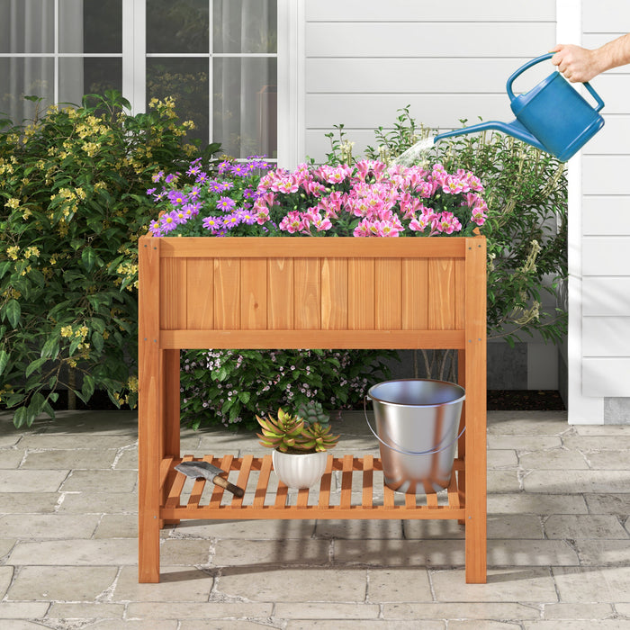 Costway Raised Garden Bed Elevated Planter Box Shelf Standing Garden Herb Garden Wood