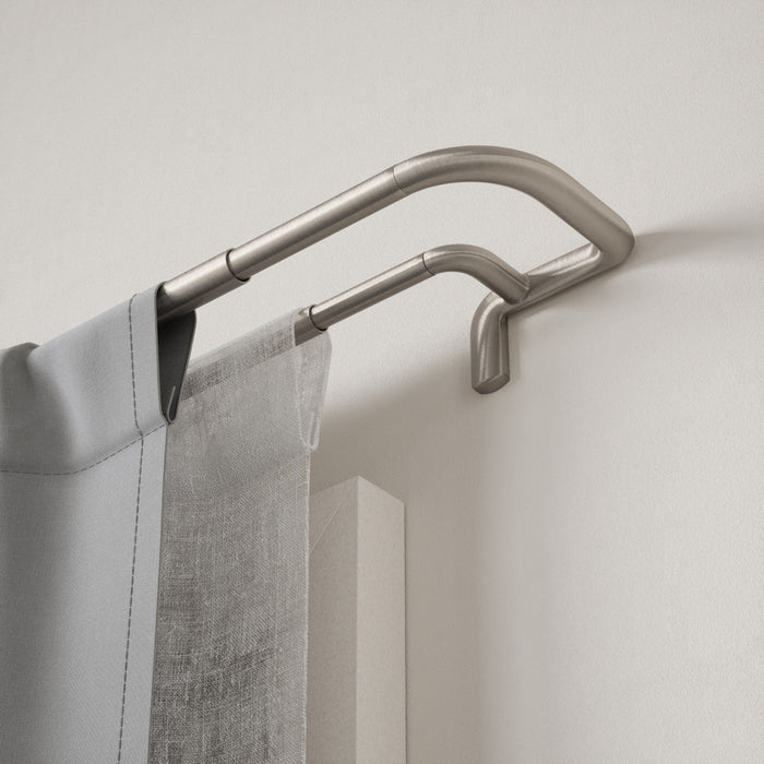 Umbra Twilight Matte Nickel Expandable Double Blackout 3/4\" Curtain Rod - 66\"-144\" 